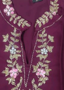 Purple Georgette Saree Gown With Beautiful Belt ,T