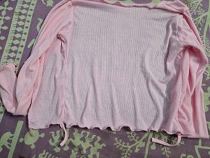 Cute Pink Tie-Front Top