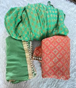 Coral &amp; Green Kurta Sets &amp; Suits