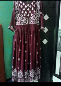 Maroon Embroidered Ethnic Gown
