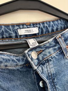 FOREVER 21 RIBBED DETAILED HIGH WAIST JEANS