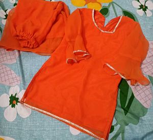 Vibrant Orange Garara Salwar Kameez✨