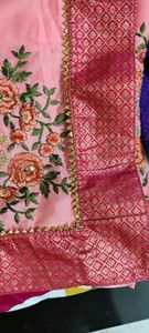peach saree Without Blouse