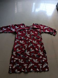 Floral Print Maroon Kurtis-Combo