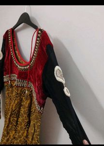 kurta with net sleeves anarkali