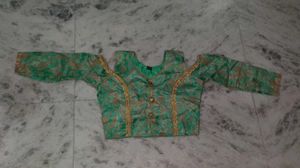 Green crop top and skirt dress with shrug Set