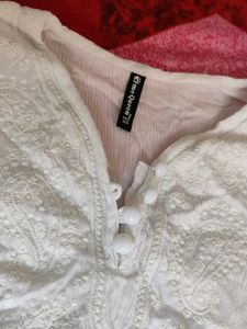 White Chikankari Short Kurti