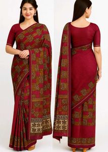 Elegant Red Printed Saree