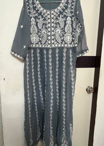 Grey Embroidered Kurti