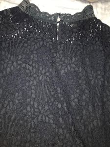 Black Lace Mock Neck Top