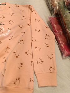 Peach Floral Print Sweatshirt