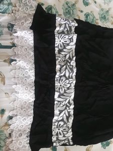 Beautiful Black Chikankari Kurti With Printed Work.