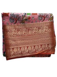 Elegant Kota Silk Pink Printed Saree with rich zar