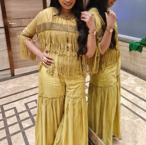 Golden Ethnic Top &amp; Bottom Set