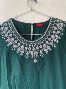 Green Embroidered Top