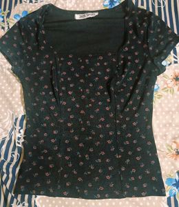 Cute Black Floral Top For Women