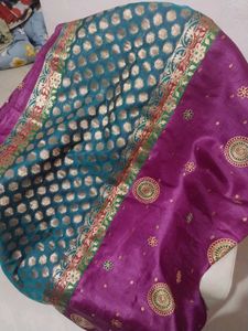 Teal & Purple Indian Saree