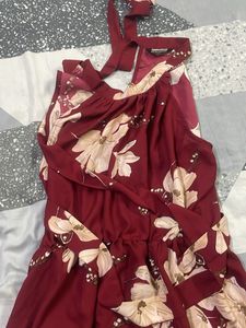 Unused Floral Print Maxi Dress with halter neck