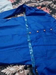 Blue Kurta with White Pajama Set