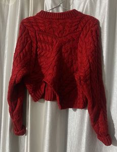 Red Knit Cropped Sweater