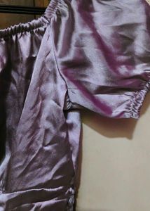 Satin Lavnendar Off-Shoulder Top