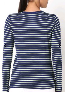 Striped Full Sleeves Round Neck Top