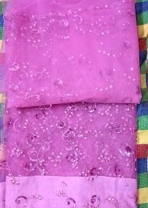 Rose Pink Net Saare With Sequins Jal Work❤