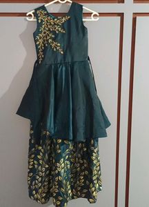 Golden Designed Long Party Wear Dress For Kids