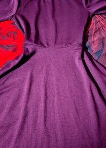 Vintage 80s Women Burgundy Dress