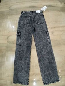 Acid Wash Cargo Jeans