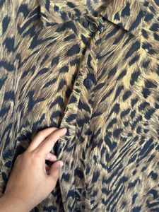 Leopard Print Button-Up Top