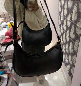 Black Crescent Shoulder Bag