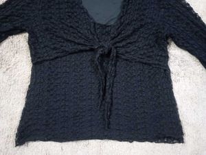 Black Textured Long Sleeve Top