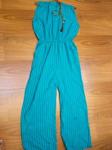 Striped Teal Jumpsuit