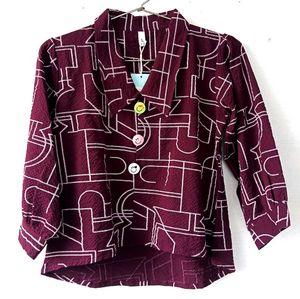 Abstract Print Button-Down Top