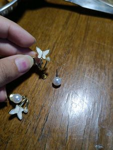 White Pearl Earrings Butterfly