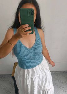 Blue Knit Tank Top