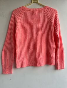 Peach Ribbed Knit Sweater