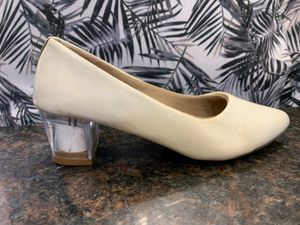 Ivory Heels with Clear Block Heel