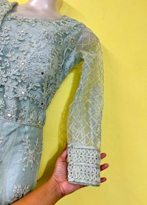 Elegant Blue Embroidery Gown