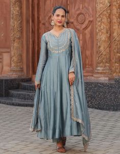 Elegant Blue Embroidered Kurta Set