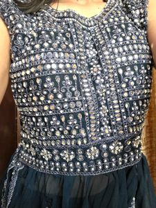 Ethnic Women&#39;s Navy Blue Kurta Palazzo Set