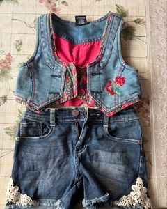 Denim Vest and Short Set Coord