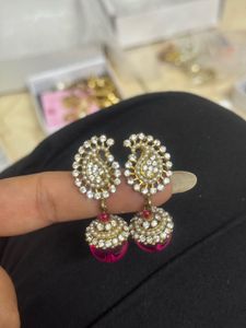 Elegant Pink Jhumka Earrings