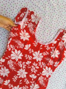 Red Floral Kurti M Size