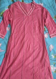 Max Pink Kurti With Hand And Neck Embroidery