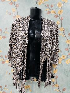 Cheetah Print Fringe Shrug
