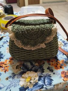 Mauritius Bamboo Green Crochet Sling Bag
