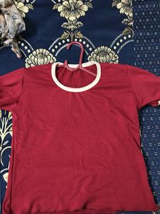 Stylish Red &amp; White Trimmed Tee