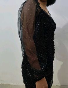 H&amp;M Black Polka Dot Mini Dress